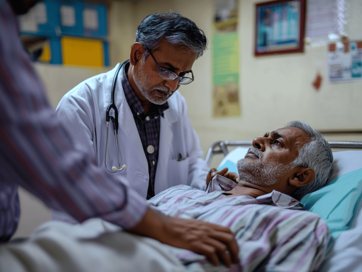 Doctor examining a patient with high fever