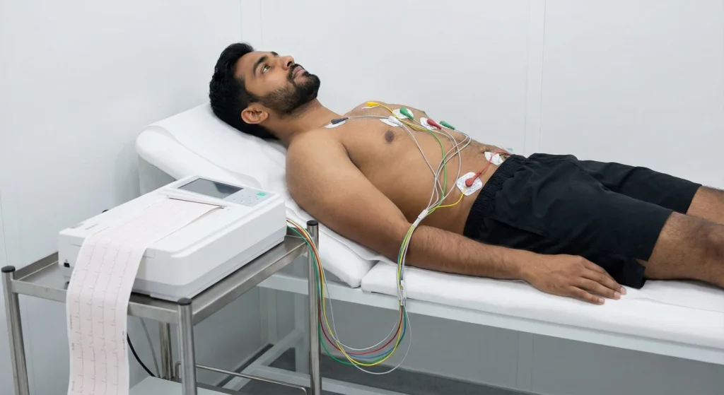 Patient having a resting ECG recorded